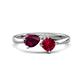 1 - Lysha 1.71 ctw Rhodolite Garnet Pear Shape (7x5 mm) & Lab Created Ruby Cushion Shape (5.00 mm) Toi Et Moi Engagement Ring 