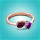 2 - Lysha 1.40 ctw Rhodolite Garnet Pear Shape (7x5 mm) & Amethyst Cushion Shape (5.00 mm) Toi Et Moi Engagement Ring 