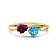 1 - Lysha 1.65 ctw Rhodolite Garnet Pear Shape (7x5 mm) & Blue Topaz Cushion Shape (5.00 mm) Toi Et Moi Engagement Ring 
