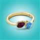2 - Lysha 1.65 ctw Rhodolite Garnet Pear Shape (7x5 mm) & Blue Topaz Cushion Shape (5.00 mm) Toi Et Moi Engagement Ring 