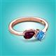 2 - Lysha 1.65 ctw Rhodolite Garnet Pear Shape (7x5 mm) & Blue Topaz Cushion Shape (5.00 mm) Toi Et Moi Engagement Ring 