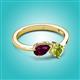 2 - Lysha 1.55 ctw Rhodolite Garnet Pear Shape (7x5 mm) & Peridot Cushion Shape (5.00 mm) Toi Et Moi Engagement Ring 