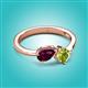 2 - Lysha 1.55 ctw Rhodolite Garnet Pear Shape (7x5 mm) & Peridot Cushion Shape (5.00 mm) Toi Et Moi Engagement Ring 