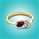 2 - Lysha 1.47 ctw Rhodolite Garnet Pear Shape (7x5 mm) & Moissanite Cushion Shape (5.00 mm) Toi Et Moi Engagement Ring 