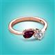 2 - Lysha 1.47 ctw Rhodolite Garnet Pear Shape (7x5 mm) & Moissanite Cushion Shape (5.00 mm) Toi Et Moi Engagement Ring 