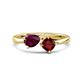 1 - Lysha 1.65 ctw Rhodolite Garnet Pear Shape (7x5 mm) & Red Garnet Cushion Shape (5.00 mm) Toi Et Moi Engagement Ring 