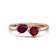 1 - Lysha 1.65 ctw Rhodolite Garnet Pear Shape (7x5 mm) & Red Garnet Cushion Shape (5.00 mm) Toi Et Moi Engagement Ring 