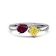 1 - Lysha 1.71 ctw Rhodolite Garnet Pear Shape (7x5 mm) & Lab Created Yellow Sapphire Cushion Shape (5.00 mm) Toi Et Moi Engagement Ring 