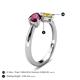 4 - Lysha 1.71 ctw Rhodolite Garnet Pear Shape (7x5 mm) & Lab Created Yellow Sapphire Cushion Shape (5.00 mm) Toi Et Moi Engagement Ring 