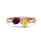 1 - Lysha 1.71 ctw Rhodolite Garnet Pear Shape (7x5 mm) & Lab Created Yellow Sapphire Cushion Shape (5.00 mm) Toi Et Moi Engagement Ring 