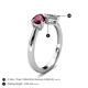 4 - Lysha 1.40 ctw Rhodolite Garnet Pear Shape (7x5 mm) & Lab Grown Diamond Cushion Shape (5.00 mm) Toi Et Moi Engagement Ring 