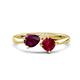 1 - Lysha 1.71 ctw Rhodolite Garnet Pear Shape (7x5 mm) & Lab Created Ruby Cushion Shape (5.00 mm) Toi Et Moi Engagement Ring 