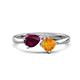 1 - Lysha 1.40 ctw Rhodolite Garnet Pear Shape (7x5 mm) & Citrine Cushion Shape (5.00 mm) Toi Et Moi Engagement Ring 