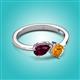 2 - Lysha 1.40 ctw Rhodolite Garnet Pear Shape (7x5 mm) & Citrine Cushion Shape (5.00 mm) Toi Et Moi Engagement Ring 