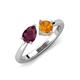 3 - Lysha 1.40 ctw Rhodolite Garnet Pear Shape (7x5 mm) & Citrine Cushion Shape (5.00 mm) Toi Et Moi Engagement Ring 