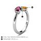 4 - Lysha 1.40 ctw Rhodolite Garnet Pear Shape (7x5 mm) & Citrine Cushion Shape (5.00 mm) Toi Et Moi Engagement Ring 