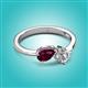 2 - Lysha 1.40 ctw Rhodolite Garnet Pear Shape (7x5 mm) & Natural Diamond Cushion Shape (5.00 mm) Toi Et Moi Engagement Ring 