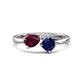 1 - Lysha 1.71 ctw Rhodolite Garnet Pear Shape (7x5 mm) & Lab Created Blue Sapphire Cushion Shape (5.00 mm) Toi Et Moi Engagement Ring 