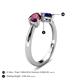 4 - Lysha 1.71 ctw Rhodolite Garnet Pear Shape (7x5 mm) & Lab Created Blue Sapphire Cushion Shape (5.00 mm) Toi Et Moi Engagement Ring 