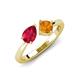 3 - Lysha 1.45 ctw Ruby Pear Shape (7x5 mm) & Citrine Cushion Shape (5.00 mm) Toi Et Moi Engagement Ring 