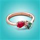 2 - Lysha 1.76 ctw Ruby Pear Shape (7x5 mm) & Lab Created Alexandrite Cushion Shape (5.00 mm) Toi Et Moi Engagement Ring 