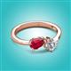 2 - Lysha 1.52 ctw Ruby Pear Shape (7x5 mm) & Moissanite Cushion Shape (5.00 mm) Toi Et Moi Engagement Ring 