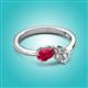 2 - Lysha 1.45 ctw Ruby Pear Shape (7x5 mm) & Lab Grown Diamond Cushion Shape (5.00 mm) Toi Et Moi Engagement Ring 