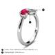4 - Lysha 1.45 ctw Ruby Pear Shape (7x5 mm) & Lab Grown Diamond Cushion Shape (5.00 mm) Toi Et Moi Engagement Ring 