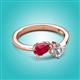 2 - Lysha 1.45 ctw Ruby Pear Shape (7x5 mm) & Natural Diamond Cushion Shape (5.00 mm) Toi Et Moi Engagement Ring 
