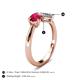 4 - Lysha 1.45 ctw Ruby Pear Shape (7x5 mm) & Natural Diamond Cushion Shape (5.00 mm) Toi Et Moi Engagement Ring 