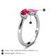 4 - Lysha 1.76 ctw Ruby Pear Shape (7x5 mm) & Lab Created Pink Sapphire Cushion Shape (5.00 mm) Toi Et Moi Engagement Ring 