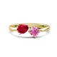 1 - Lysha 1.76 ctw Ruby Pear Shape (7x5 mm) & Lab Created Pink Sapphire Cushion Shape (5.00 mm) Toi Et Moi Engagement Ring 