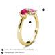 4 - Lysha 1.76 ctw Ruby Pear Shape (7x5 mm) & Lab Created Pink Sapphire Cushion Shape (5.00 mm) Toi Et Moi Engagement Ring 