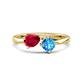 1 - Lysha 1.70 ctw Ruby Pear Shape (7x5 mm) & Blue Topaz Cushion Shape (5.00 mm) Toi Et Moi Engagement Ring 