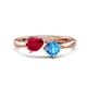 1 - Lysha 1.70 ctw Ruby Pear Shape (7x5 mm) & Blue Topaz Cushion Shape (5.00 mm) Toi Et Moi Engagement Ring 