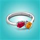 2 - Lysha 1.45 ctw Ruby Pear Shape (7x5 mm) & Citrine Cushion Shape (5.00 mm) Toi Et Moi Engagement Ring 