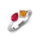 3 - Lysha 1.45 ctw Ruby Pear Shape (7x5 mm) & Citrine Cushion Shape (5.00 mm) Toi Et Moi Engagement Ring 