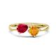 1 - Lysha 1.45 ctw Ruby Pear Shape (7x5 mm) & Citrine Cushion Shape (5.00 mm) Toi Et Moi Engagement Ring 