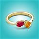 2 - Lysha 1.45 ctw Ruby Pear Shape (7x5 mm) & Citrine Cushion Shape (5.00 mm) Toi Et Moi Engagement Ring 