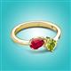 2 - Lysha 1.60 ctw Ruby Pear Shape (7x5 mm) & Peridot Cushion Shape (5.00 mm) Toi Et Moi Engagement Ring 