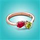 2 - Lysha 1.60 ctw Ruby Pear Shape (7x5 mm) & Peridot Cushion Shape (5.00 mm) Toi Et Moi Engagement Ring 