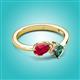 2 - Lysha 1.76 ctw Ruby Pear Shape (7x5 mm) & Lab Created Alexandrite Cushion Shape (5.00 mm) Toi Et Moi Engagement Ring 