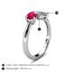 4 - Lysha 1.52 ctw Ruby Pear Shape (7x5 mm) & Moissanite Cushion Shape (5.00 mm) Toi Et Moi Engagement Ring 