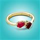 2 - Lysha 1.70 ctw Ruby Pear Shape (7x5 mm) & Red Garnet Cushion Shape (5.00 mm) Toi Et Moi Engagement Ring 