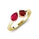 3 - Lysha 1.70 ctw Ruby Pear Shape (7x5 mm) & Red Garnet Cushion Shape (5.00 mm) Toi Et Moi Engagement Ring 