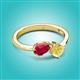 2 - Lysha 1.76 ctw Ruby Pear Shape (7x5 mm) & Lab Created Yellow Sapphire Cushion Shape (5.00 mm) Toi Et Moi Engagement Ring 