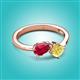 2 - Lysha 1.76 ctw Ruby Pear Shape (7x5 mm) & Lab Created Yellow Sapphire Cushion Shape (5.00 mm) Toi Et Moi Engagement Ring 