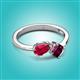 2 - Lysha 1.57 ctw Ruby Pear Shape (7x5 mm) & Rhodolite Garnet Cushion Shape (5.00 mm) Toi Et Moi Engagement Ring 