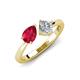 3 - Lysha 1.45 ctw Ruby Pear Shape (7x5 mm) & Lab Grown Diamond Cushion Shape (5.00 mm) Toi Et Moi Engagement Ring 