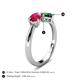 4 - Lysha 1.50 ctw Ruby Pear Shape (7x5 mm) & Lab Created Emerald Cushion Shape (5.00 mm) Toi Et Moi Engagement Ring 